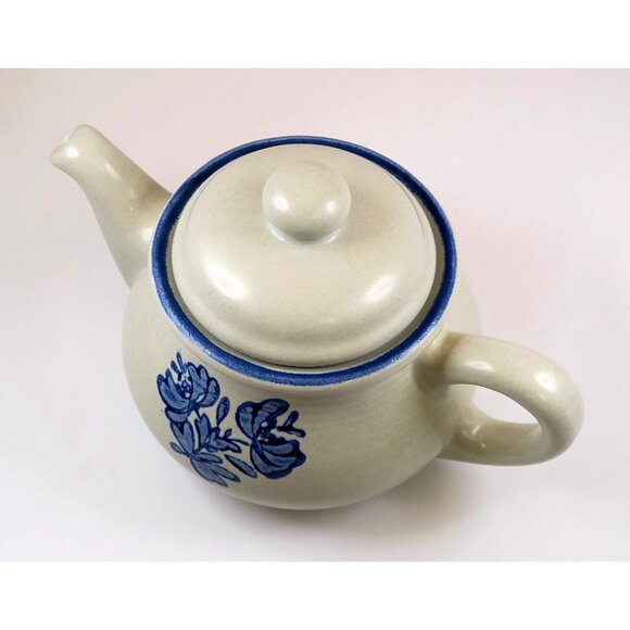 Pfaltzgraff Yorktowne Mini 2-Cup Teapot & Lid Vintage Blue Floral Tableware - Picture 2 of 5